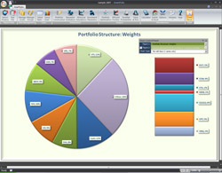 Portfolio statistics (pie with bars)